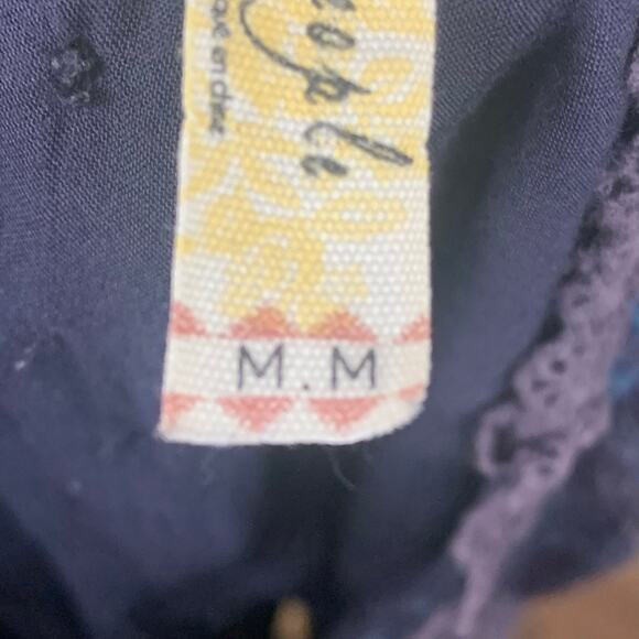 Free People Maribelle Mini Dress Womens Medium Blue Embroidered Sheer Neckline - Picture 7 of 10